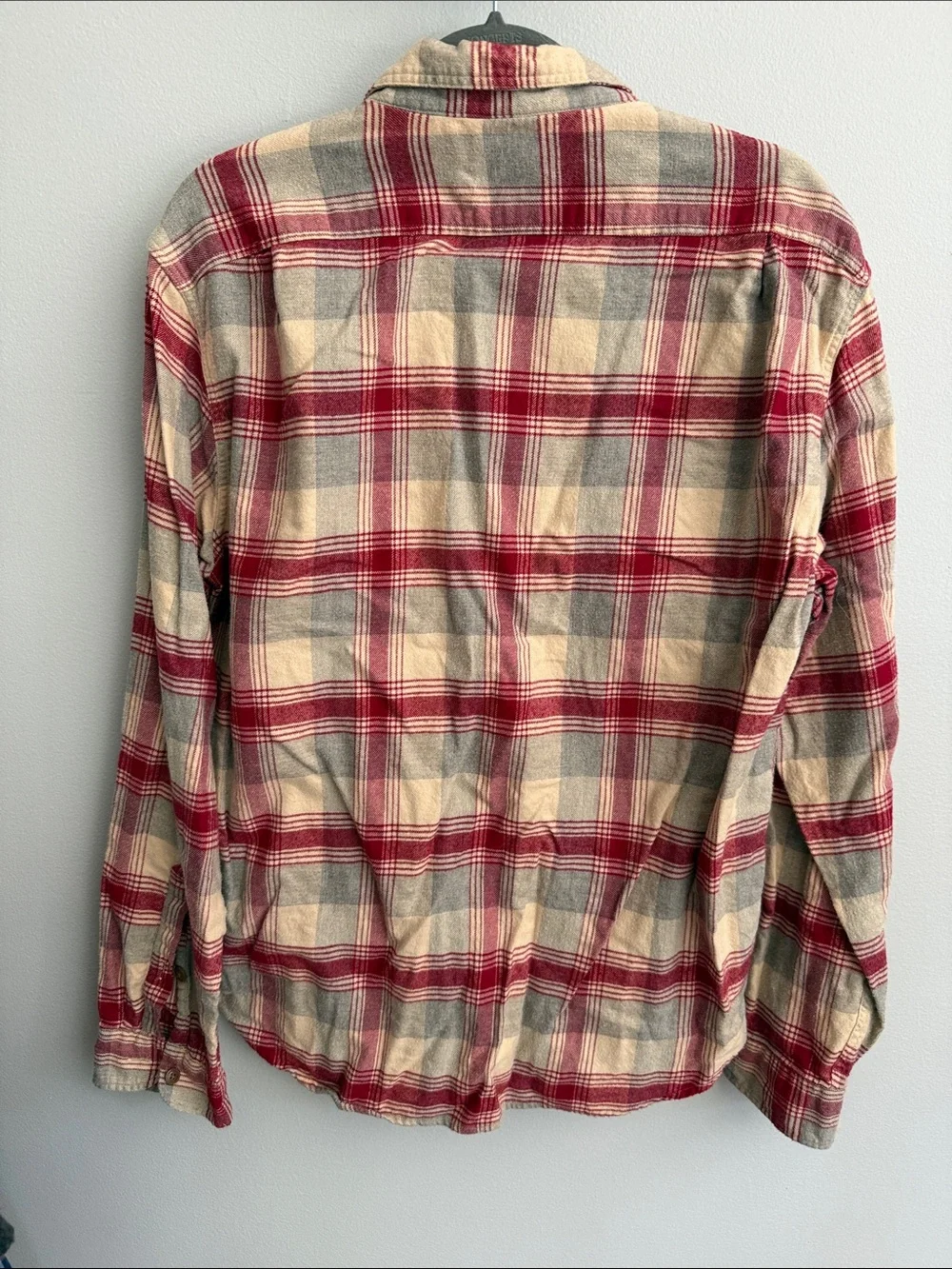 J. Crew Red, Gray & Cream Plaid Flannel Shirt